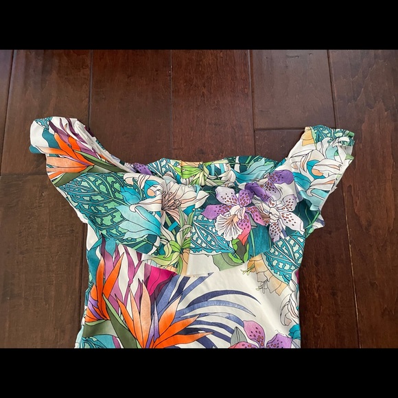 Amazonia one piece off shoulder floral Sz 14 - Picture 5 of 9